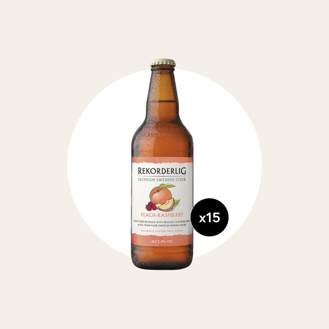 15 x Rekorderlig Peach Raspberry Cider 500ml Bottles